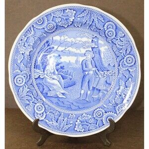 VTG Spode Blue Room Collection Woodman 10” Plate Blue White Transferware